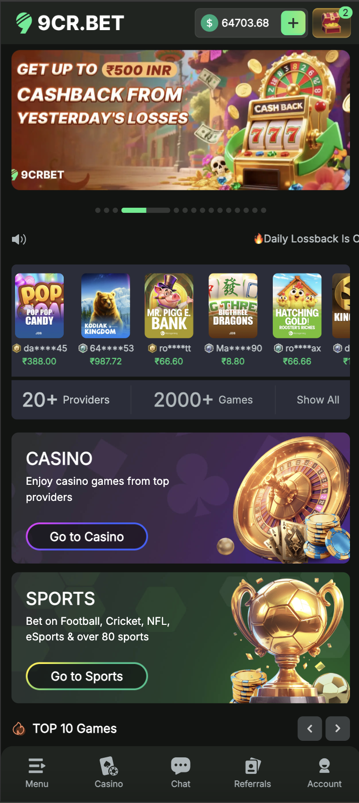 9CRBET Casino Mobile